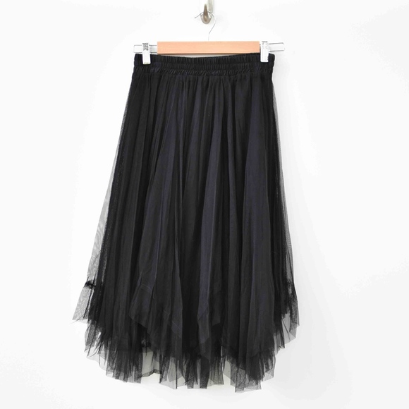 black tulle midi skirt